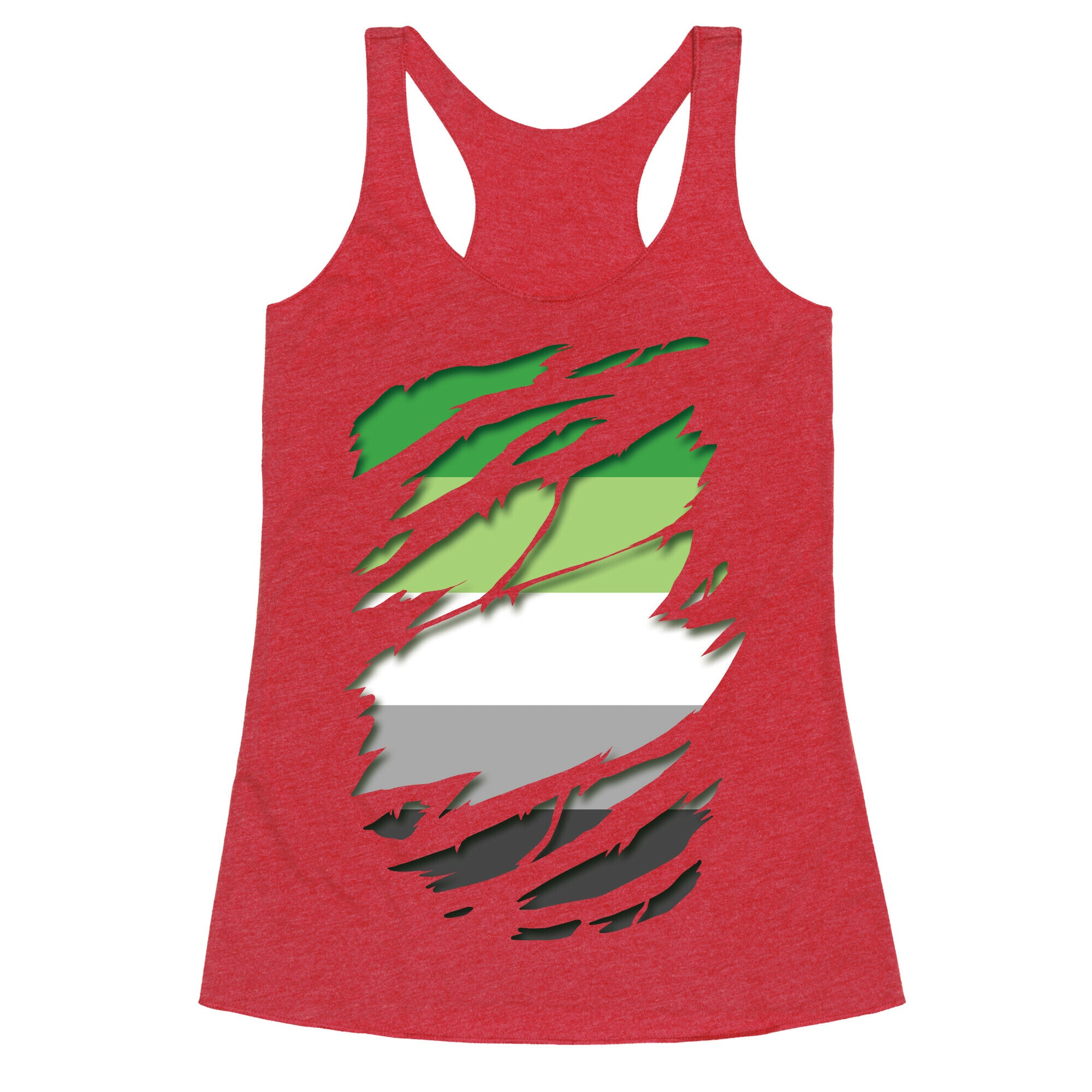 Ripped Shirt: Aromantic Pride Racerback Tank